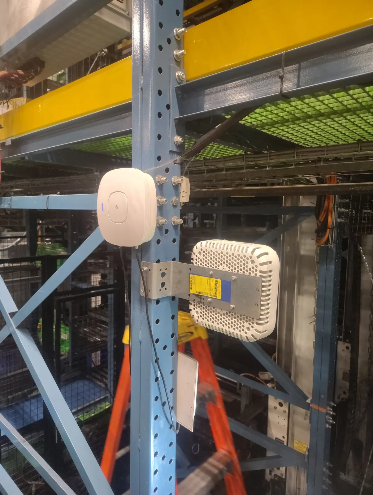 Wireless access point mounted in a warehouse