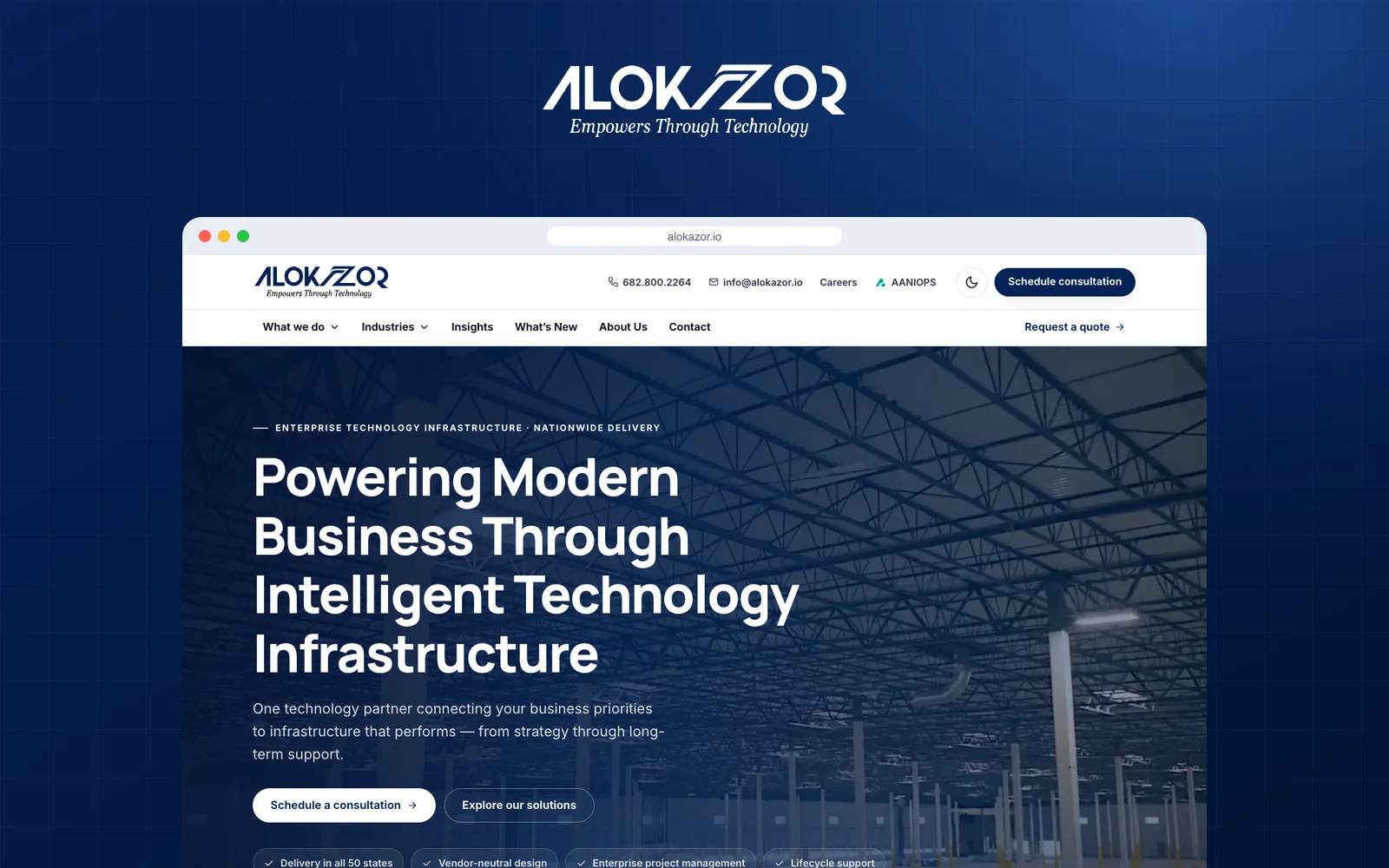 The new ALOKAZOR website homepage with the ALOKAZOR logo