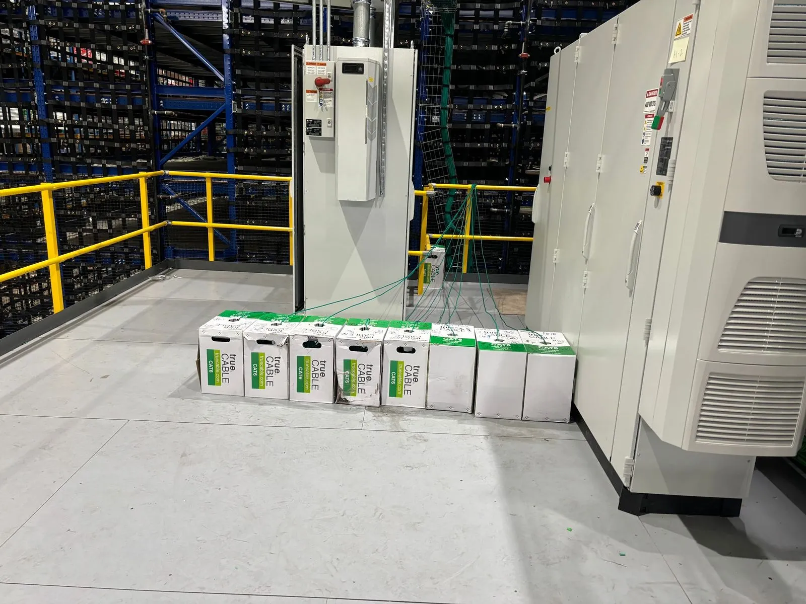 Cat6 cable pull from boxes to a network enclosure